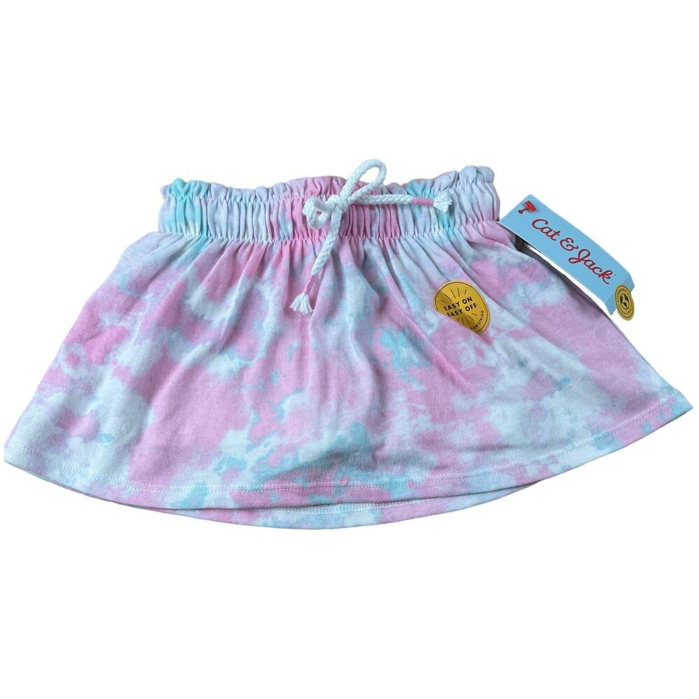 Cat & Jack Girl's Pink and Blue Tie-Dye Skort With Drawstring - Size 18M - NWT